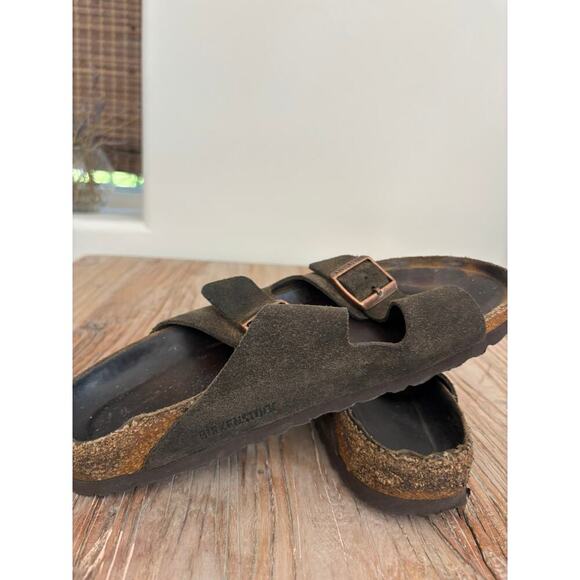 Birkenstock Arizona Brown Suede Sandals Slides Size 41 - Picture 7 of 8
